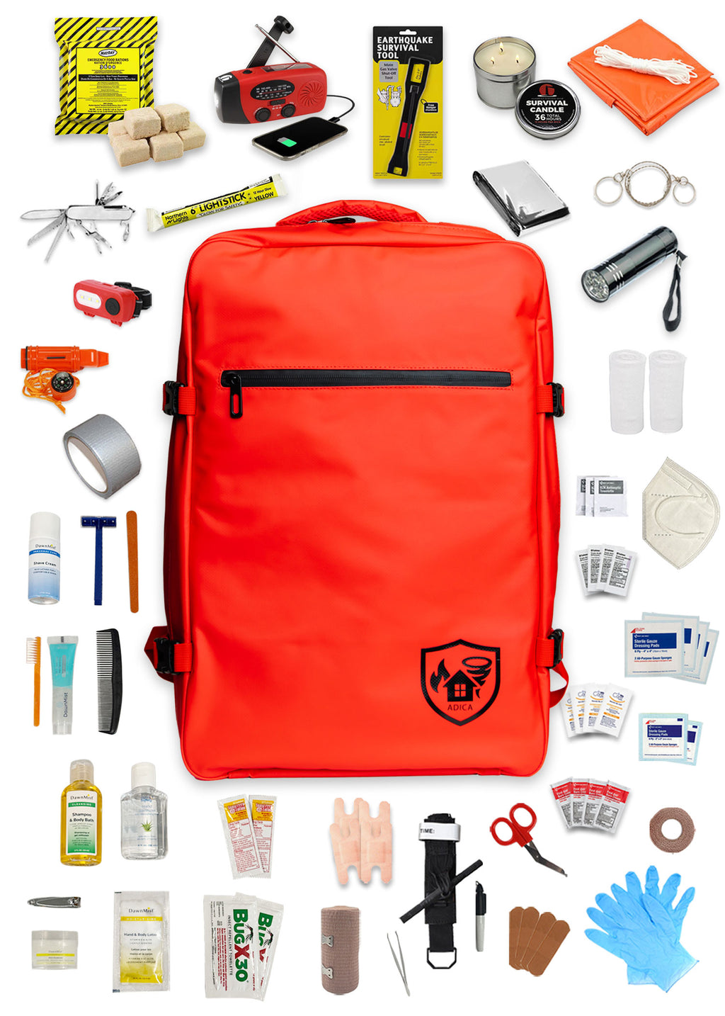 PREORDER SHIPS NOV 9th 
- Red Emergency Go Backpack with the Core Kit